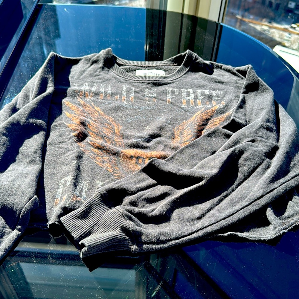 Hollister cropped distressed sweatshirt